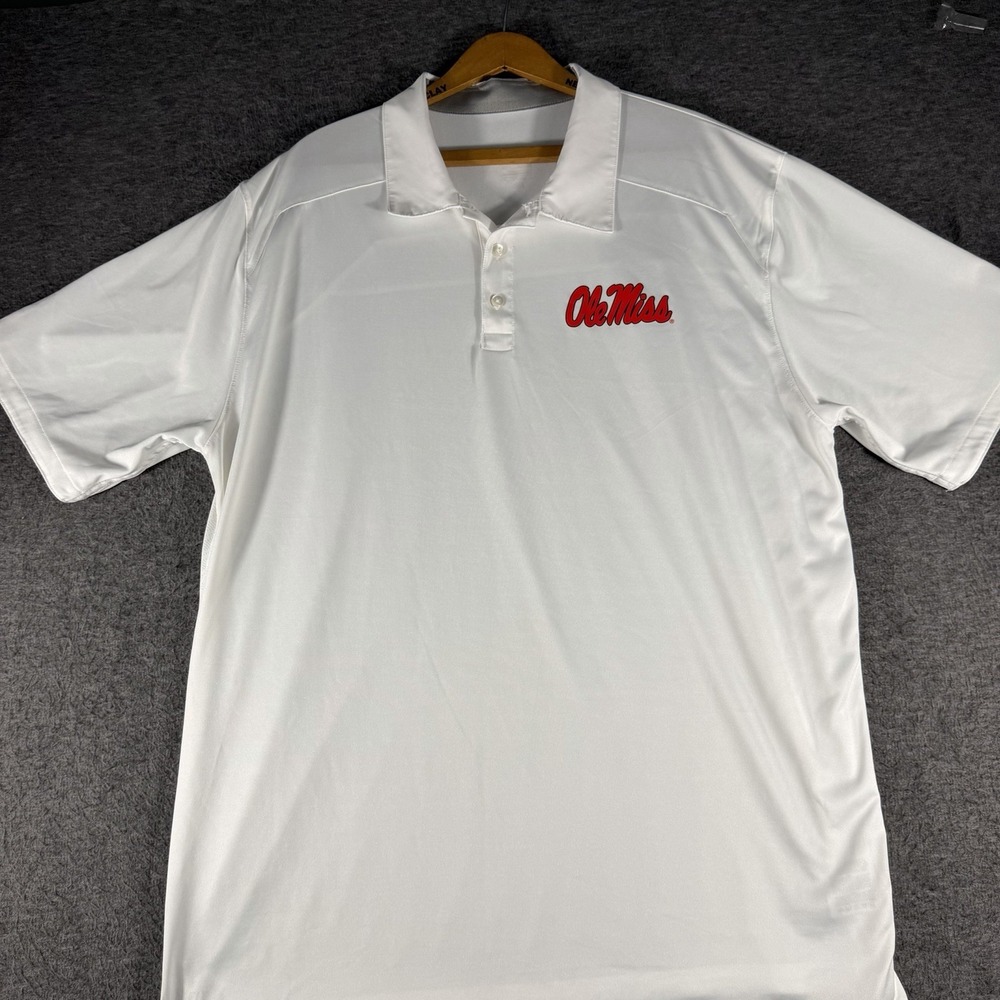Ole Miss Rebels Nike Dri Fit White Lightweight Nike Polo Shirt Mens XL Football